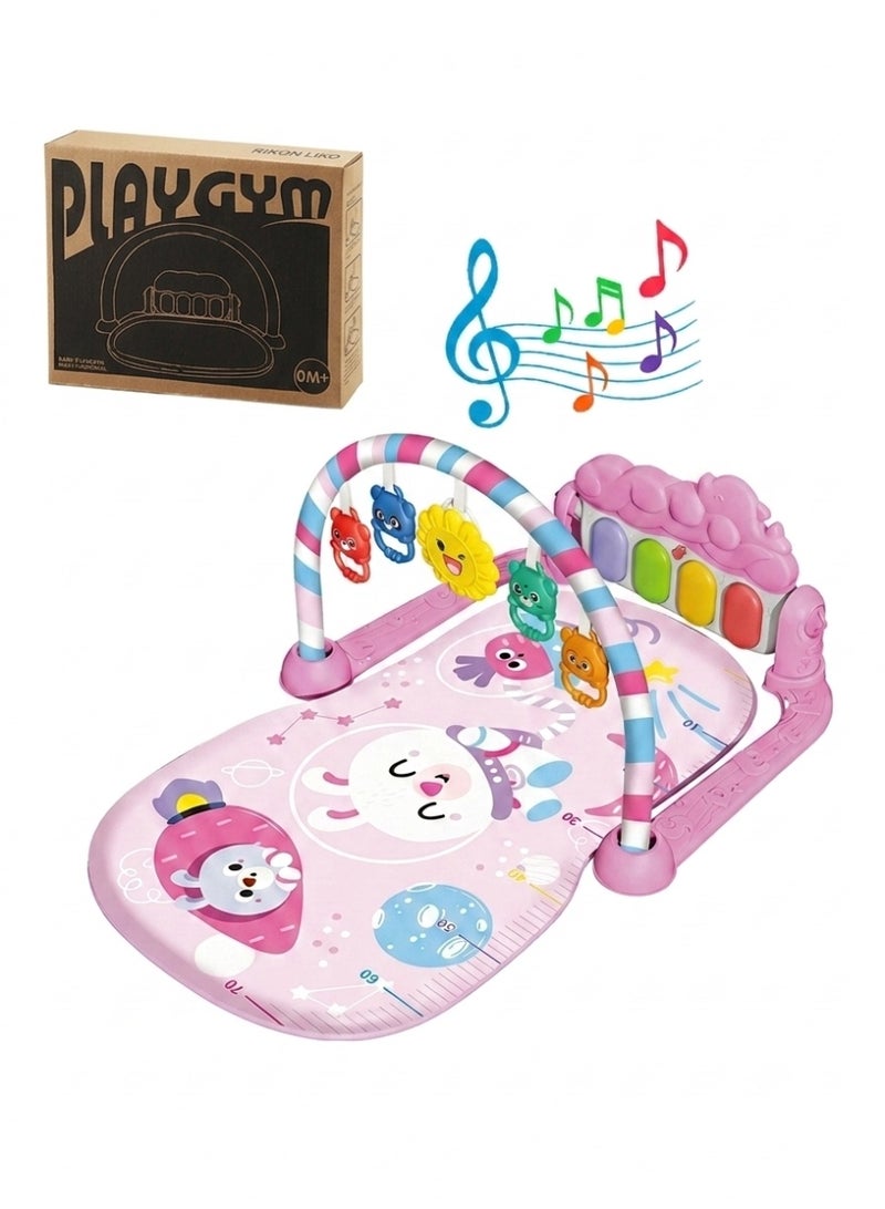 Baby Activity Gym Play Mat – Musical Kick & Play Infant Floor Gym with Light-Up Piano Keys, Hanging Sensory Toys, Soft Fitness Mat for Newborns 0–12 Months