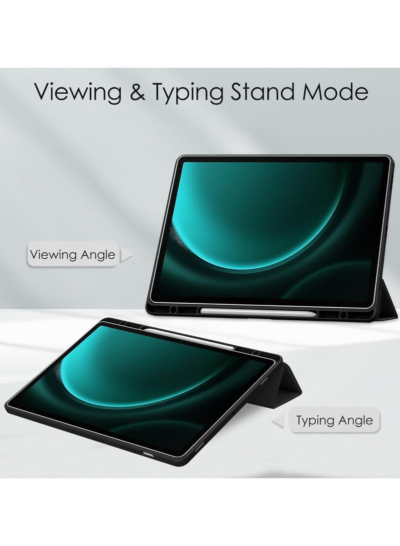 VKL Hybrid Slim Case for Samsung Galaxy Tab S9 FE 10.9 Inch/Galaxy Tab S9 11 Inch 2023, Ratesell Shockproof Cover with Clear Transparent Back Shell, with S Pen Holder Black - Image 3