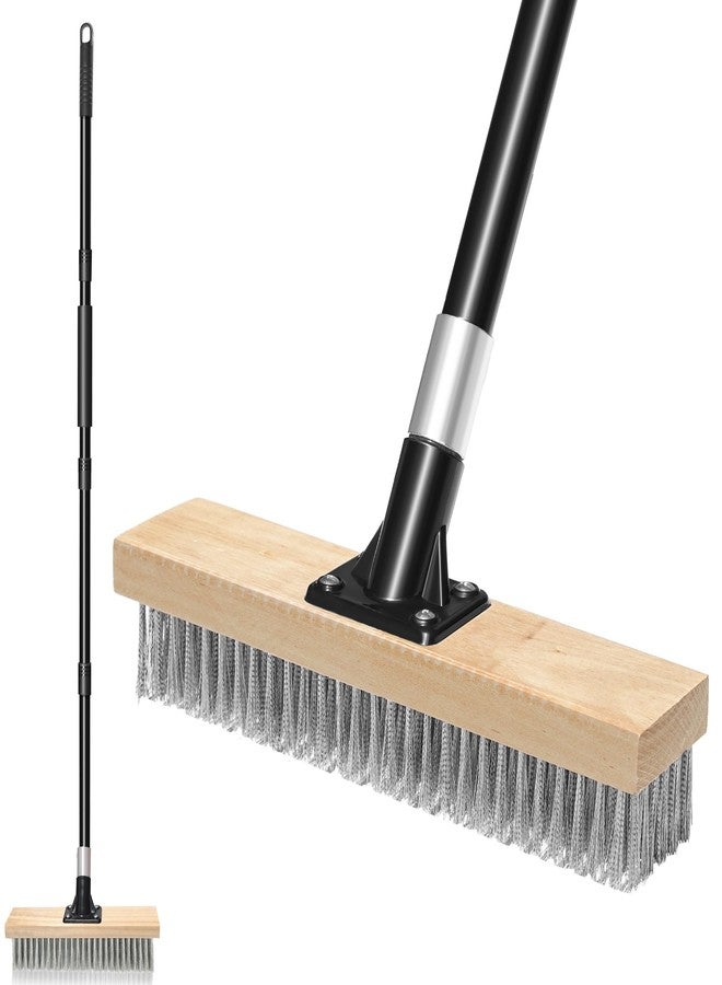 TidyBliss Stainless Steel Wire Scrub Brush with Long Handle, Heavy Duty Stiff Metal Broom Scrubber, Outdoor Moss Removal for Concrete Floor, Deck, Garden, Patio, Roof, Brick, Garage, Swimming Pool - Image 1