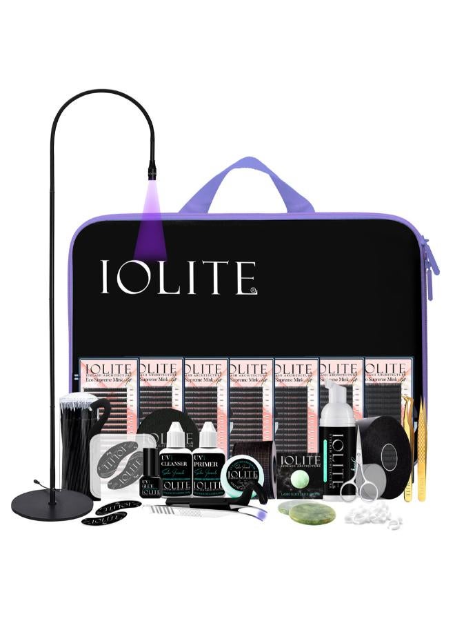 IOLITE Uv Lash Extension Full Kit Professional Lash Lamp Uv Glue  Eyelash Trays For Lash Artists