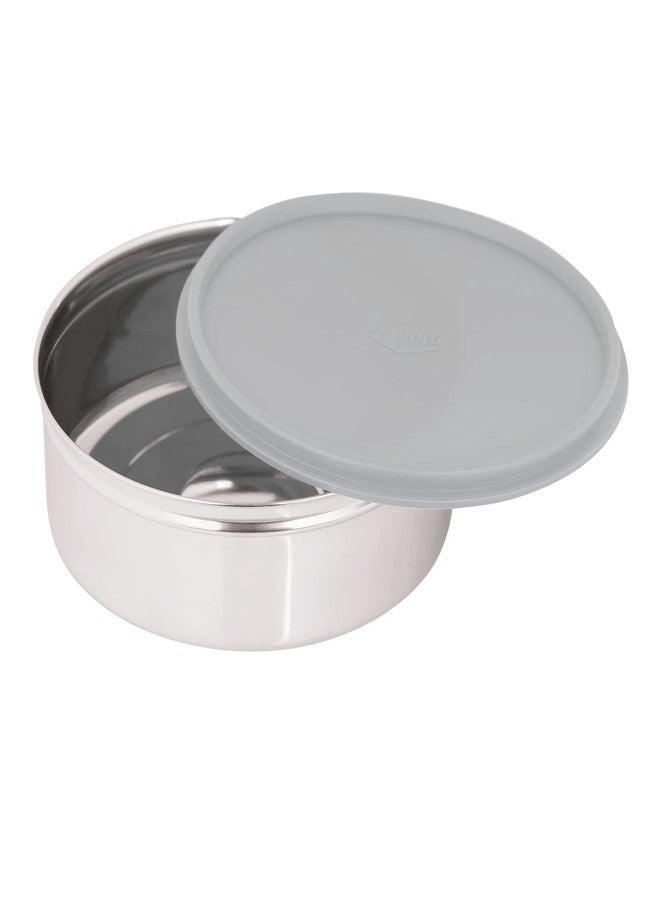 Gluman Stainless Steel 1250 ml Round Shape Multipurpose Storage Container (Grey) - Image 1