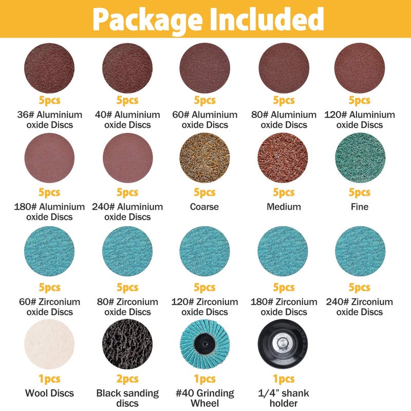 VIGRUE 80Pcs Sanding Discs Set, 2 Inches Quick Change Discs with 1/4 inch Holder, Surface Conditioning Discs for Die Grinder Surface Prep Grind Polish Burr Rust Paint Removal with Container - Image 2