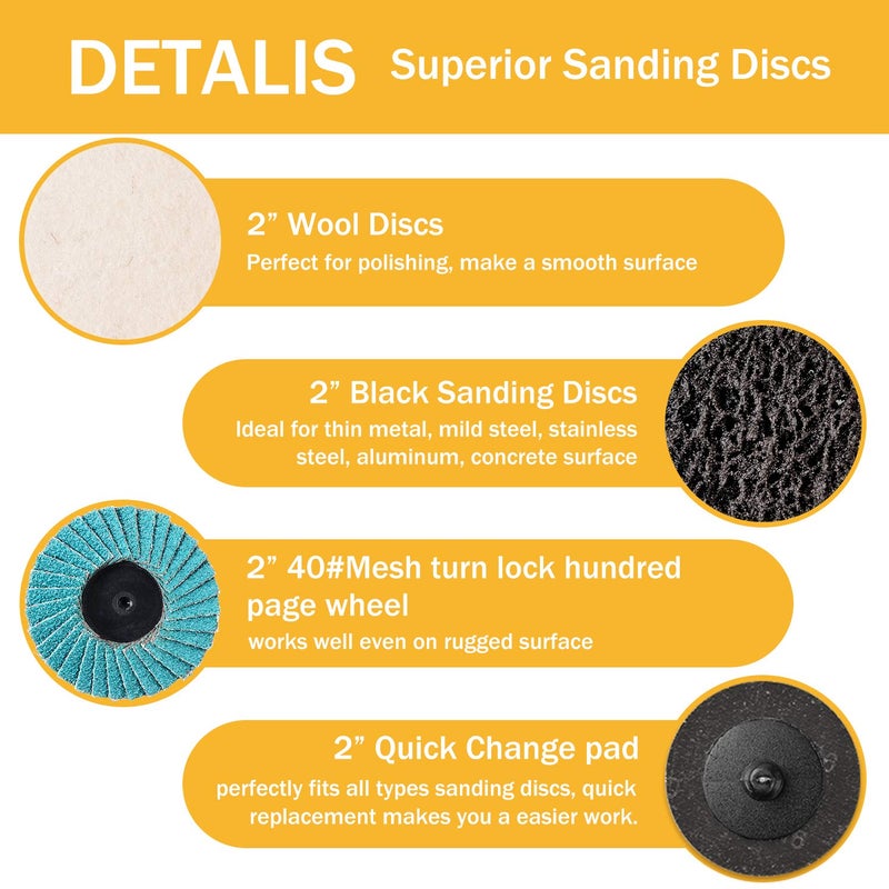 VIGRUE 80Pcs Sanding Discs Set, 2 Inches Quick Change Discs with 1/4 inch Holder, Surface Conditioning Discs for Die Grinder Surface Prep Grind Polish Burr Rust Paint Removal with Container - Image 4