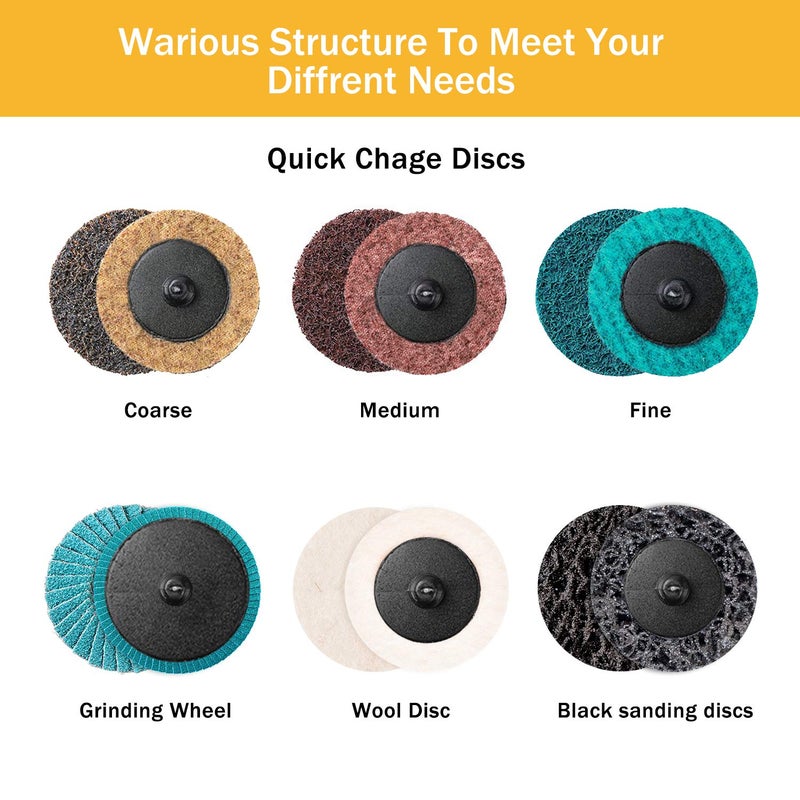 VIGRUE 80Pcs Sanding Discs Set, 2 Inches Quick Change Discs with 1/4 inch Holder, Surface Conditioning Discs for Die Grinder Surface Prep Grind Polish Burr Rust Paint Removal with Container - Image 5