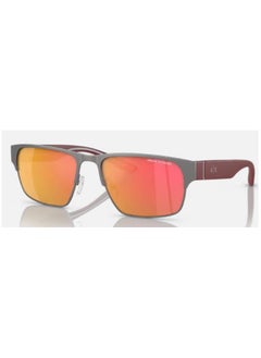 ارماني اكسشينج نظارة شمسية ARMANI EXCHANGE AX2046S 60036Q مقاس 57 بإطار رمادي مع عدسات عاكسة حمراء للجنسين  - Image 2