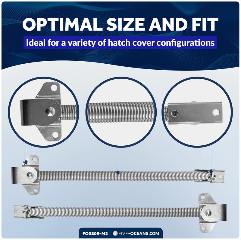 Five Oceans Hatch Lid Support Spring – 316 Stainless Steel Marine-Grade Corrosion-Resistant Boat Hatch Lift Support, Multiple Sizes - Image 4