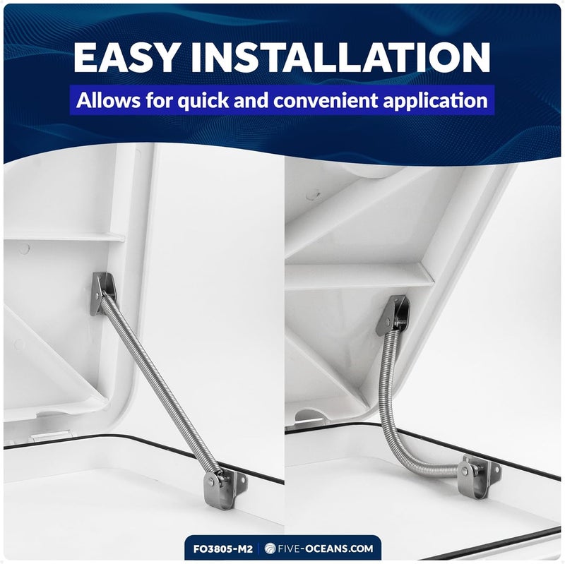 Five Oceans Hatch Lid Support Spring – 316 Stainless Steel Marine-Grade Corrosion-Resistant Boat Hatch Lift Support, Multiple Sizes - Image 3