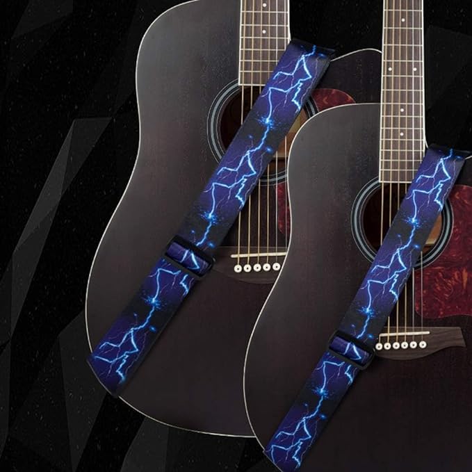 MOCKING BIRD Guitar Strap for Acoustic Adjustable Buckle Electric Guitar Strap Polyester Guitar Belt For Acoustic/Bass/Electric Guitars (Blue thunder) - Image 2