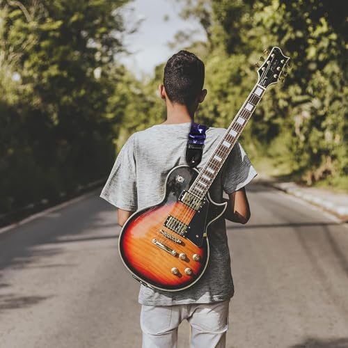 MOCKING BIRD Guitar Strap for Acoustic Adjustable Buckle Electric Guitar Strap Polyester Guitar Belt For Acoustic/Bass/Electric Guitars (Blue thunder) - Image 4