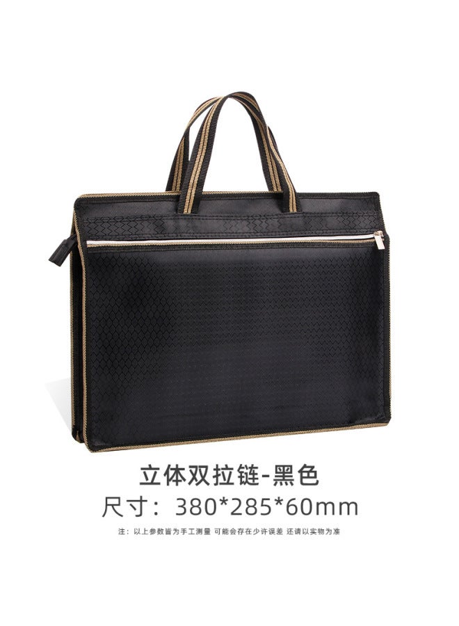 HELPS A4 Satchel Document Bag Customized Large-capacity Multi-functional Document Bag Oxford Cloth Double Zipper Information Conference Briefcase - Image 1