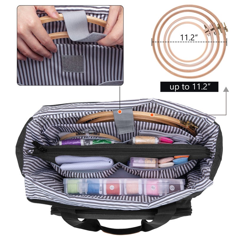 LUXJA Embroidery Project Carrying Bag, Embroidery Kits Storage Bag (Bag Only), Black - Image 3