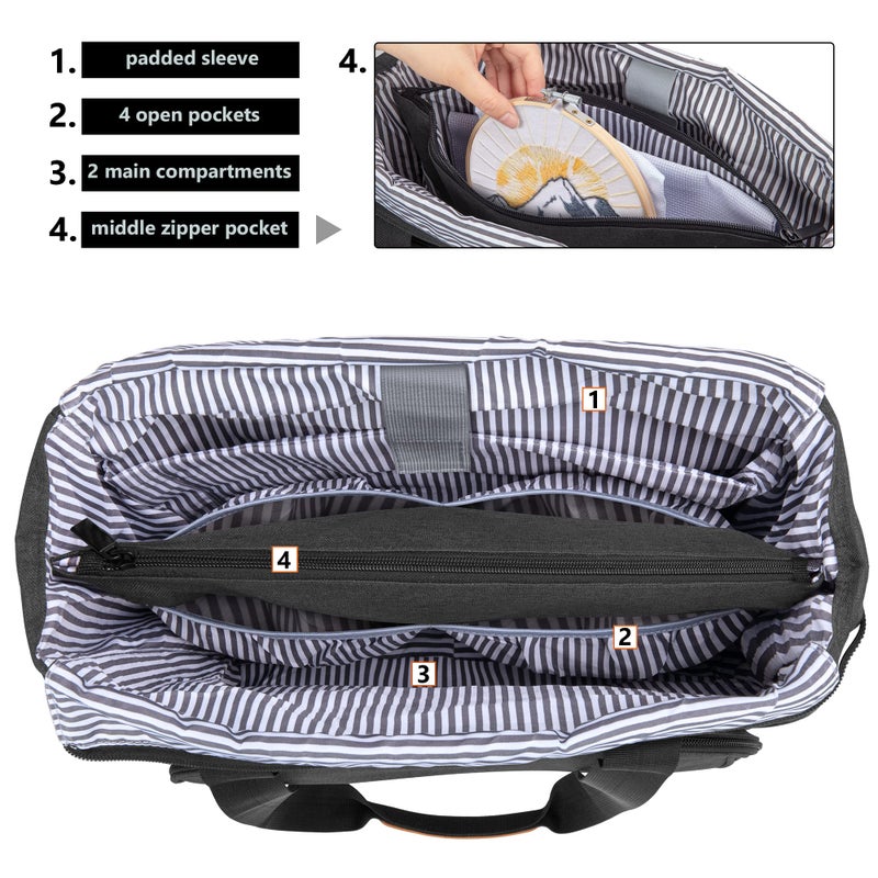 LUXJA Embroidery Project Carrying Bag, Embroidery Kits Storage Bag (Bag Only), Black - Image 4