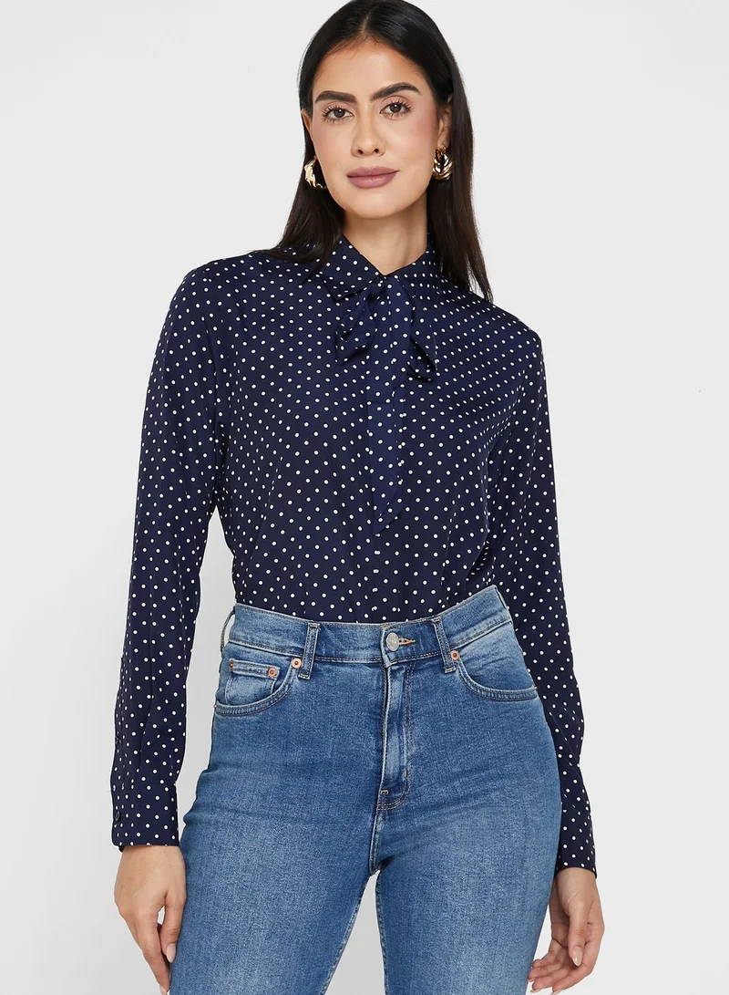 Lauren Ralph Lauren Tie Neck Button Down Shirt