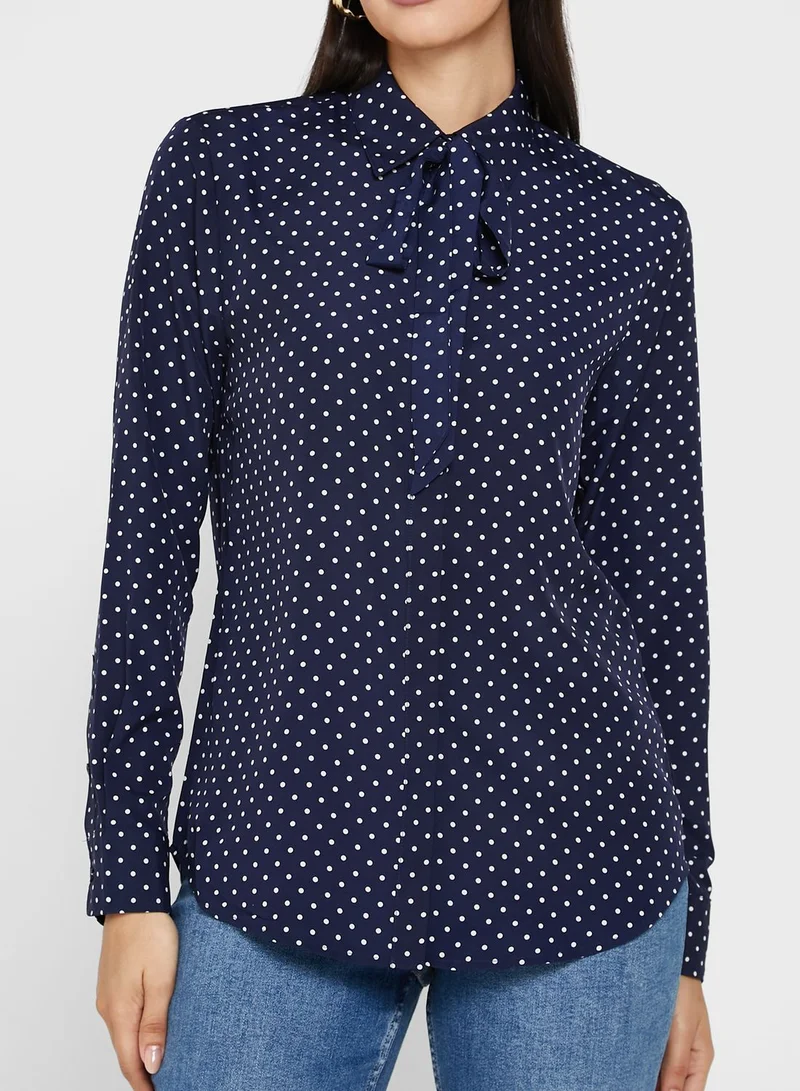 Lauren Ralph Lauren Tie Neck Button Down Shirt