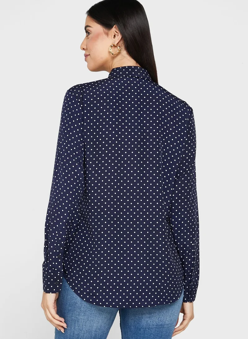 Lauren Ralph Lauren Tie Neck Button Down Shirt