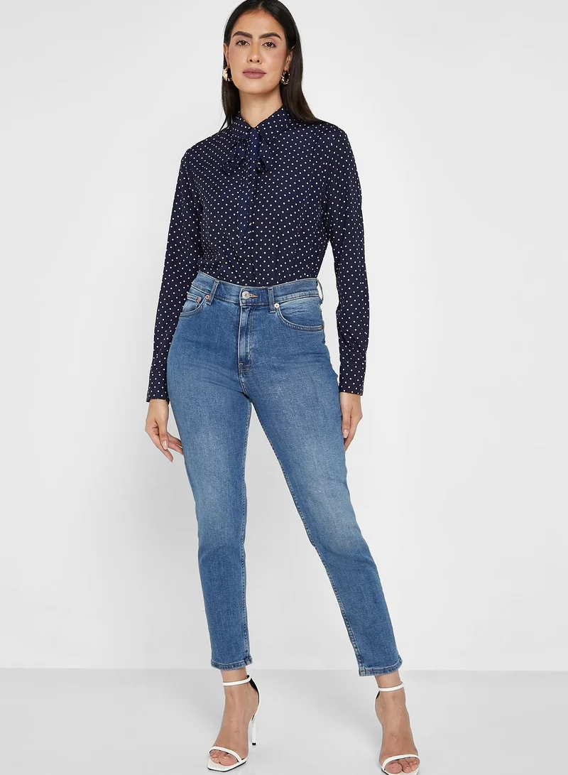 Lauren Ralph Lauren Tie Neck Button Down Shirt
