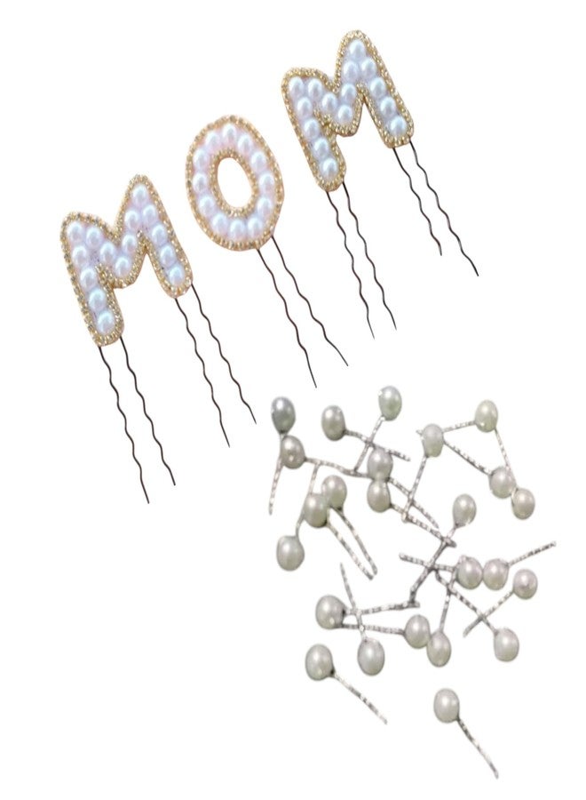 DHIMGU Handcrafted MOM Hair Pins, Mother to Be, Hair Accessories with U Pin(1pcs +15 pearl pin) - Image 1
