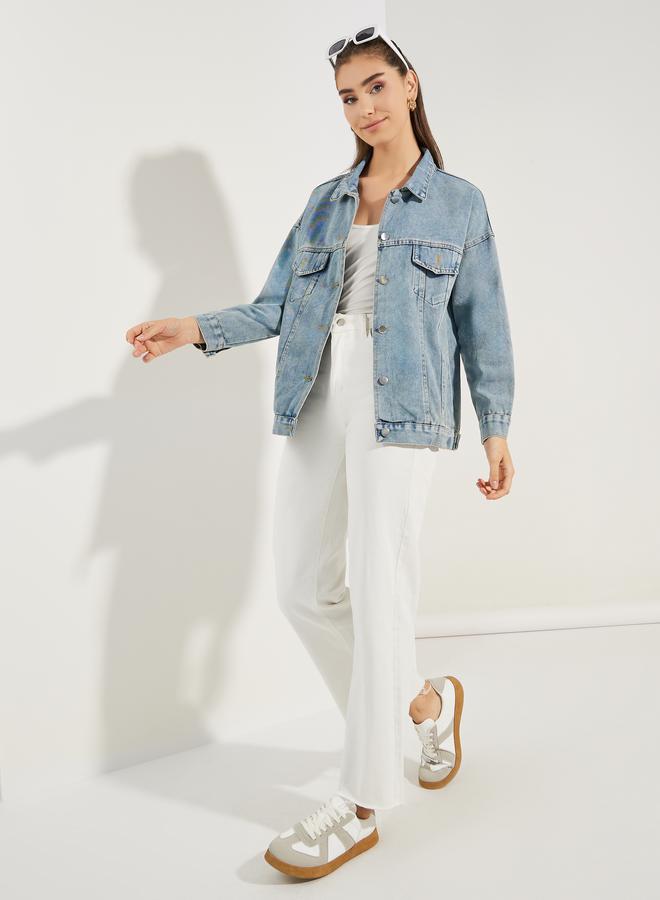 Styli Oversized Regular Length Denim Jacket - Image 2