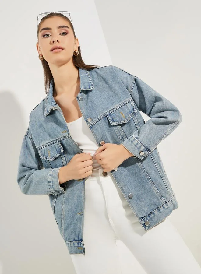 Styli Oversized Regular Length Denim Jacket