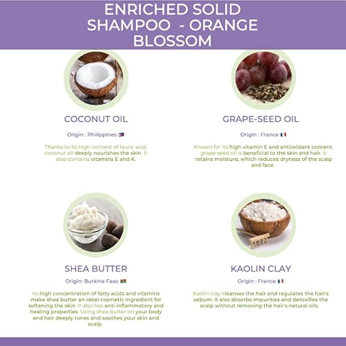 Balade En Provence ORGANIC SOLID SHAMPOO BAR | FOR NORMAL HAIR | ORANGE BLOSSOM SCENT | 40G - Image 2