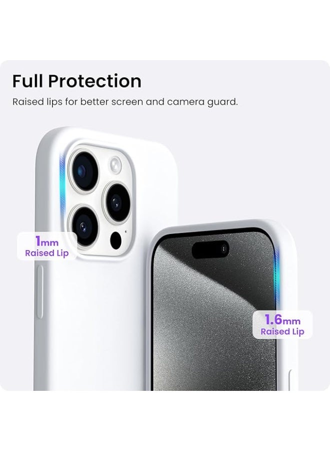 جراب متوافق مع iPhone 14 Pro Max مقاس 6.7 بوصة، جراب هاتف نحيف من السيليكون السائل بثلاث طبقات من المطاط الهلامي الناعم المقاوم للصدمات مع بطانة من الألياف الدقيقة المضادة للخدش - (أبيض) - Image 2