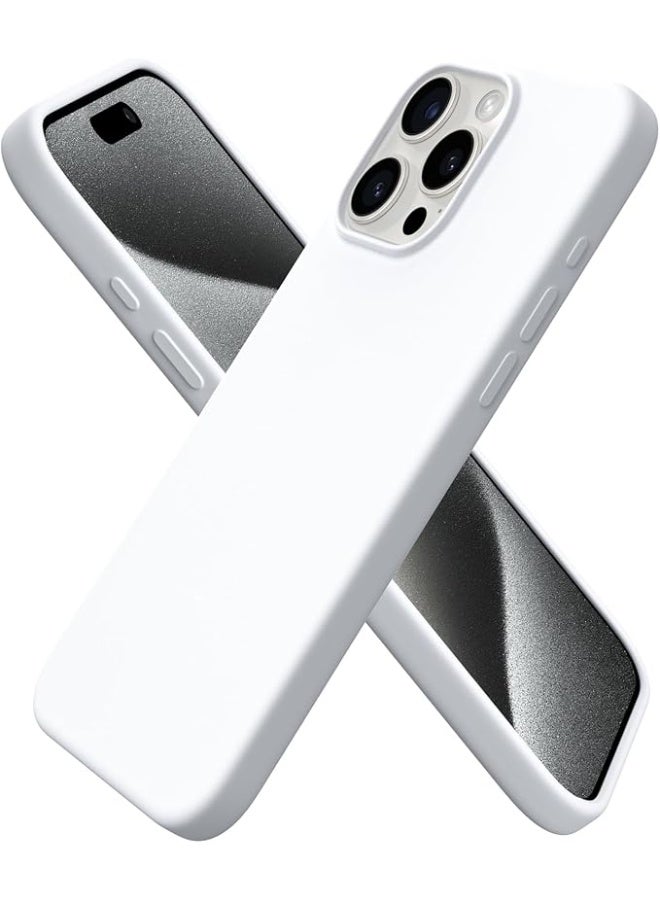 جراب متوافق مع iPhone 14 Pro Max مقاس 6.7 بوصة، جراب هاتف نحيف من السيليكون السائل بثلاث طبقات من المطاط الهلامي الناعم المقاوم للصدمات مع بطانة من الألياف الدقيقة المضادة للخدش - (أبيض) - Image 1