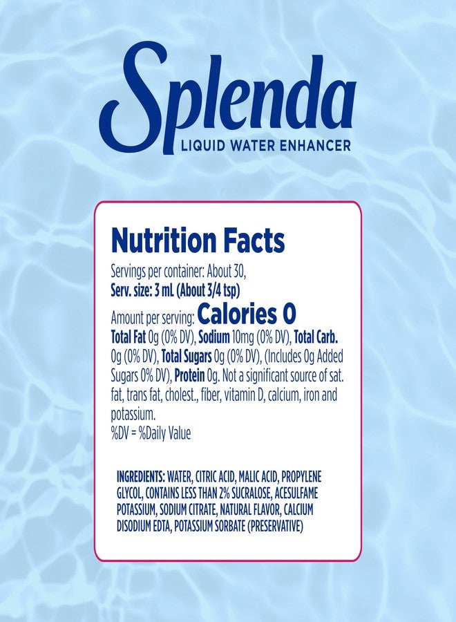 SPLENDA Liquid Water Enhancer Drops, Sugar Free, Zero Calorie, Natural Flavor, Concentrated Drink Mix, 3.11 Fl Oz Each Bottle (Strawberry Watermelon Clear, 2 Pack) - Image 4
