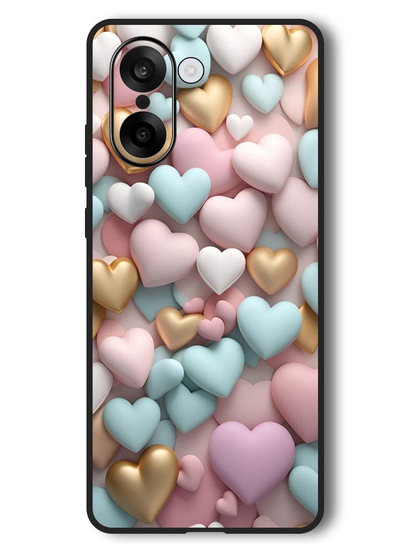 Theodor Case Compatible with OnePlus Nord CE 5 6.77 Inch Protection Shockproof Bumper Cover Colourful Hearts - Image 1