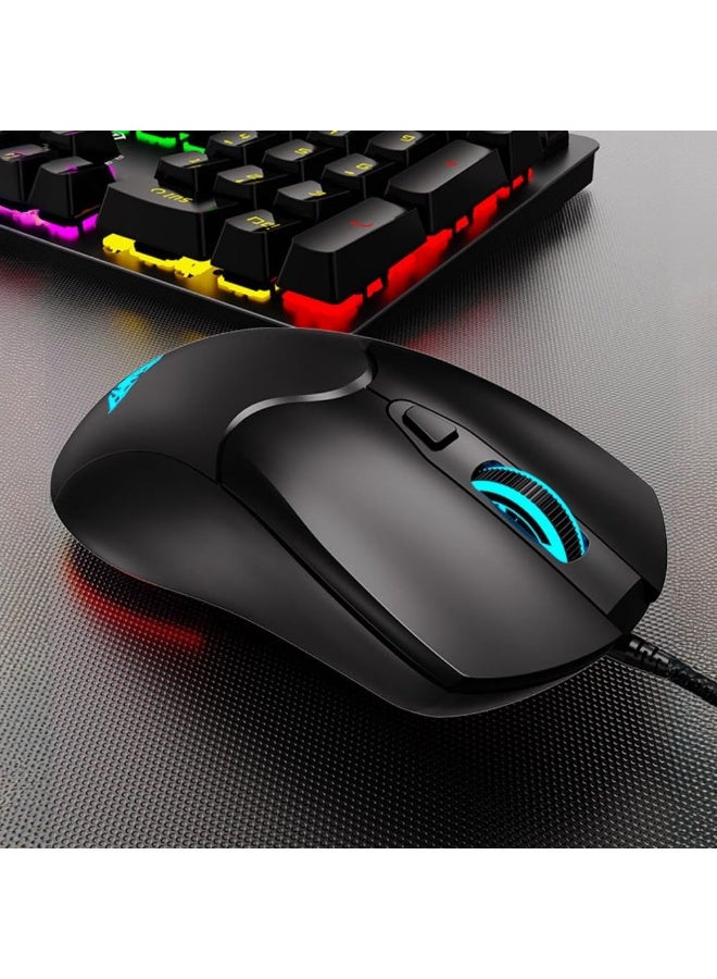 AULA S13 1200/1800 / 2400 / 3600DPI Adjustable RGB Optical Wired Gaming Mouse - Black - Image 5
