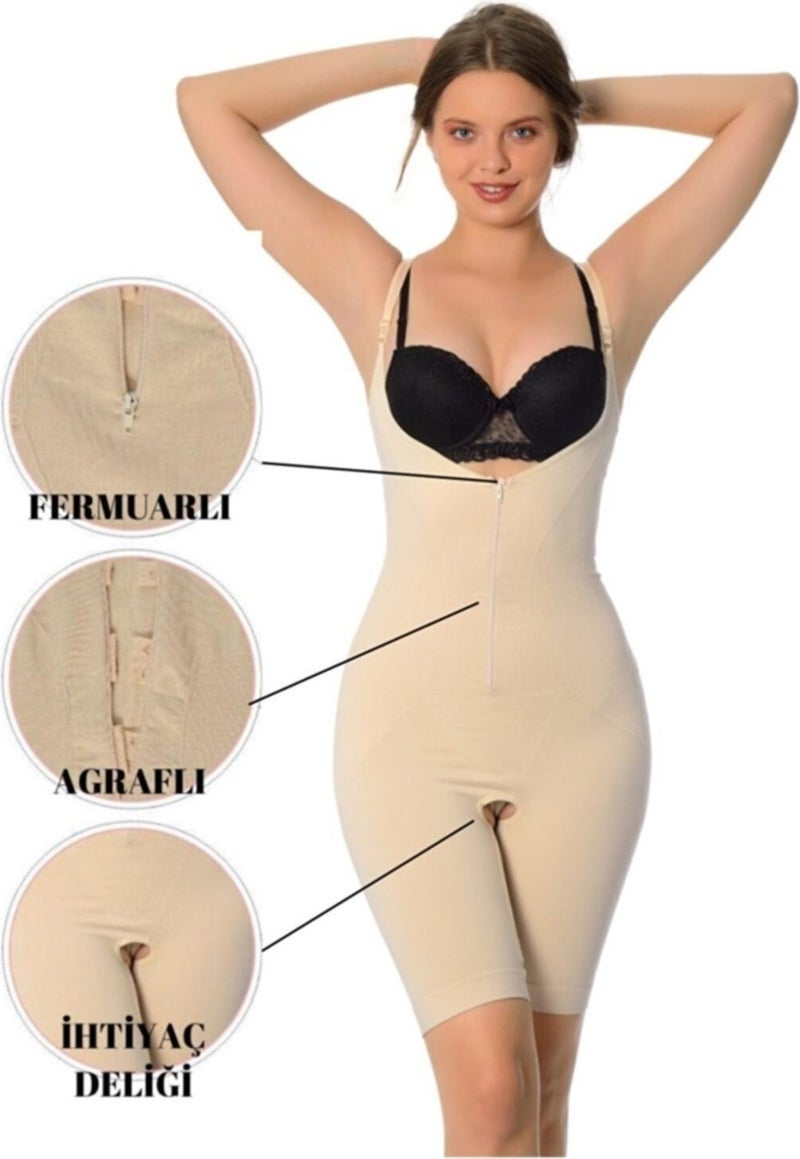SweetSauna Chuangerm Hip, Belly and Leg Enhancer 1 Size Instant Minimizer, Zippered Skin Color Full Body Corset  - Image 2