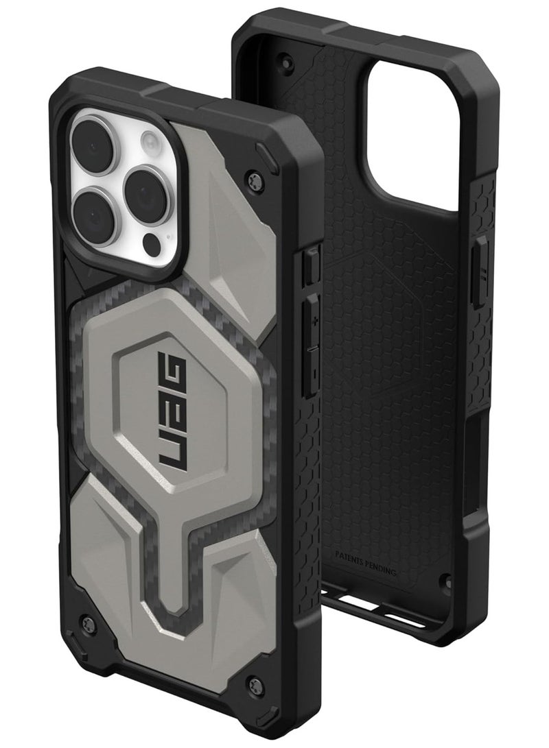 Urban Armor Gear UAG Monarch Pro MagSafe for iPhone 16 Pro MAX Case Cover [25 Feet Drop tested] - Titanium  - Image 1