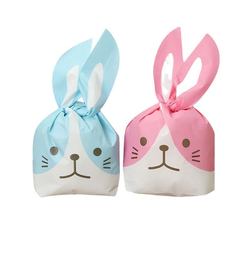 Dzrige 100 Pieces Easter Bunny Cellophane Treat Bags Rabbit Ear Gift Bags Candy Gift Wrap Bags for Easter New Year Wedding Party Supplies - Image 2