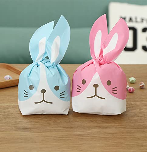 Dzrige 100 Pieces Easter Bunny Cellophane Treat Bags Rabbit Ear Gift Bags Candy Gift Wrap Bags for Easter New Year Wedding Party Supplies - Image 3