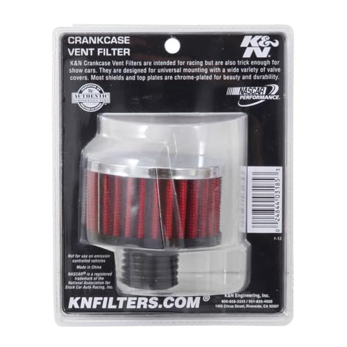 K+N K&N Vent Air Filter/Breather: High Performance, Premium, Washable, Replacement Engine Filter: Flange Diameter: 0.5 in, Filter Height: 1.75 in, Flange Length: 0.9375 in, Shape: Breather, 62-1495 - Image 3