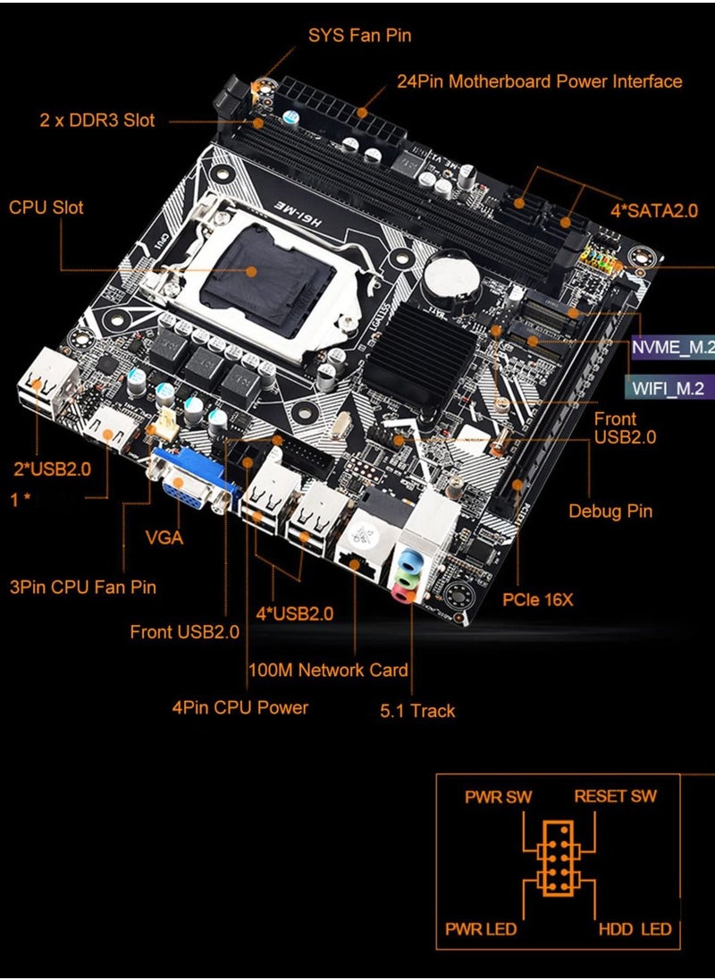 Generic - LGA 1155 socket, DDR3, desktop computer motherboard (16GB) - Image 1