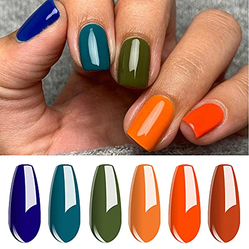 Vishine Gel Polish 6 Colours Soak Off UV LED Nail Art Manicure DIY Salon Gift Set Starter Kit Fall Color Orange Olive Green Colour Series 8ML - Image 2