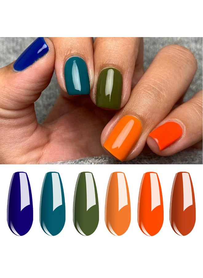 Vishine Gel Polish 6 Colours Soak Off UV LED Nail Art Manicure DIY Salon Gift Set Starter Kit Fall Color Orange Olive Green Colour Series 8ML - Image 3