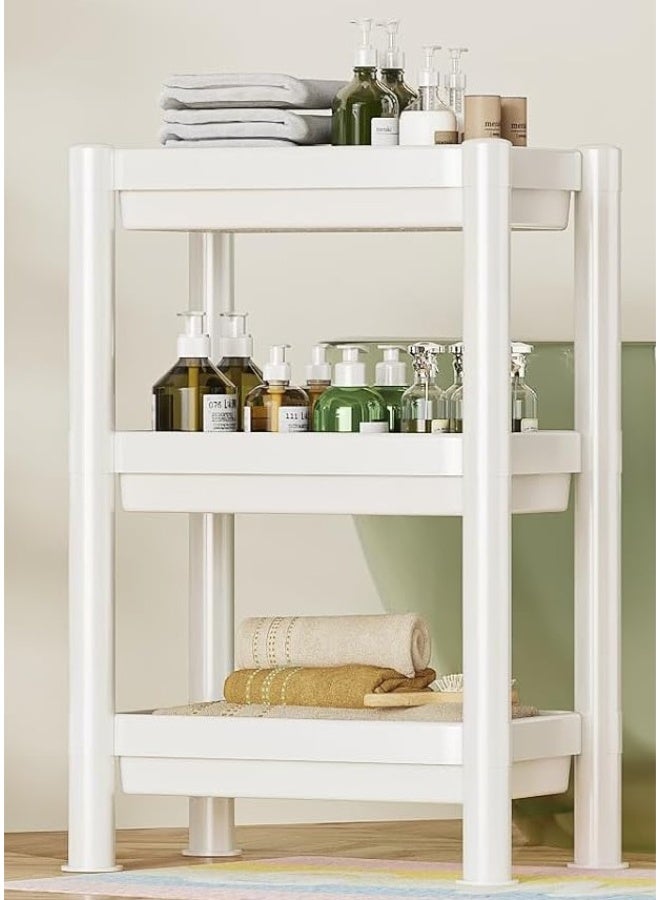 المفرج 3 أرفف لتنظيم المطبخ من البلاستيك الأبيض - Image 1