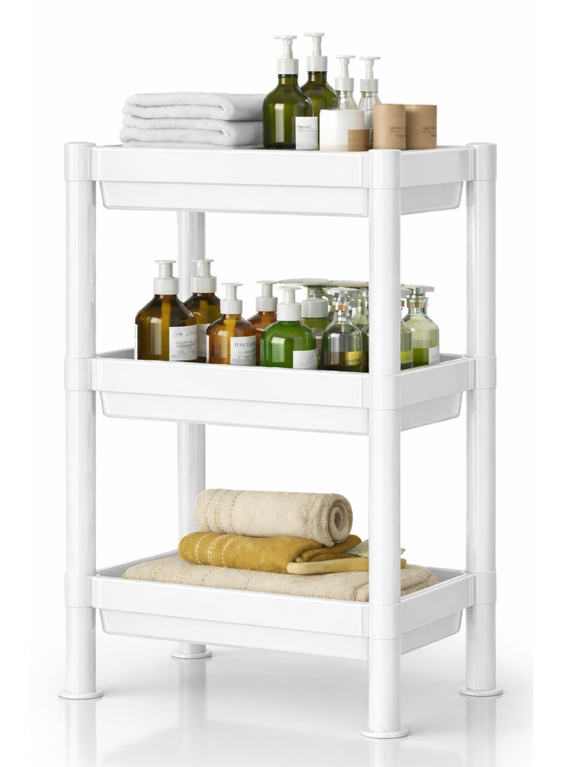 المفرج 3 أرفف لتنظيم المطبخ من البلاستيك الأبيض - Image 2