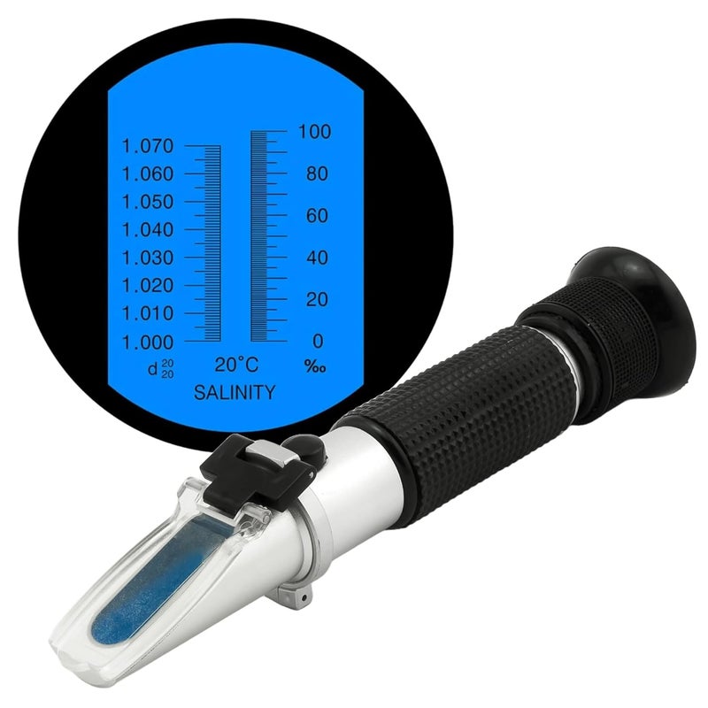 LABART ERMA Salinity Refractometer for Aquariums, Marine Monitoring, Saltwater Testing Dual Scale 0-100‰ & 1.000-1.070 Specific Gravity Saltwater Refractometer with ATC - Image 1