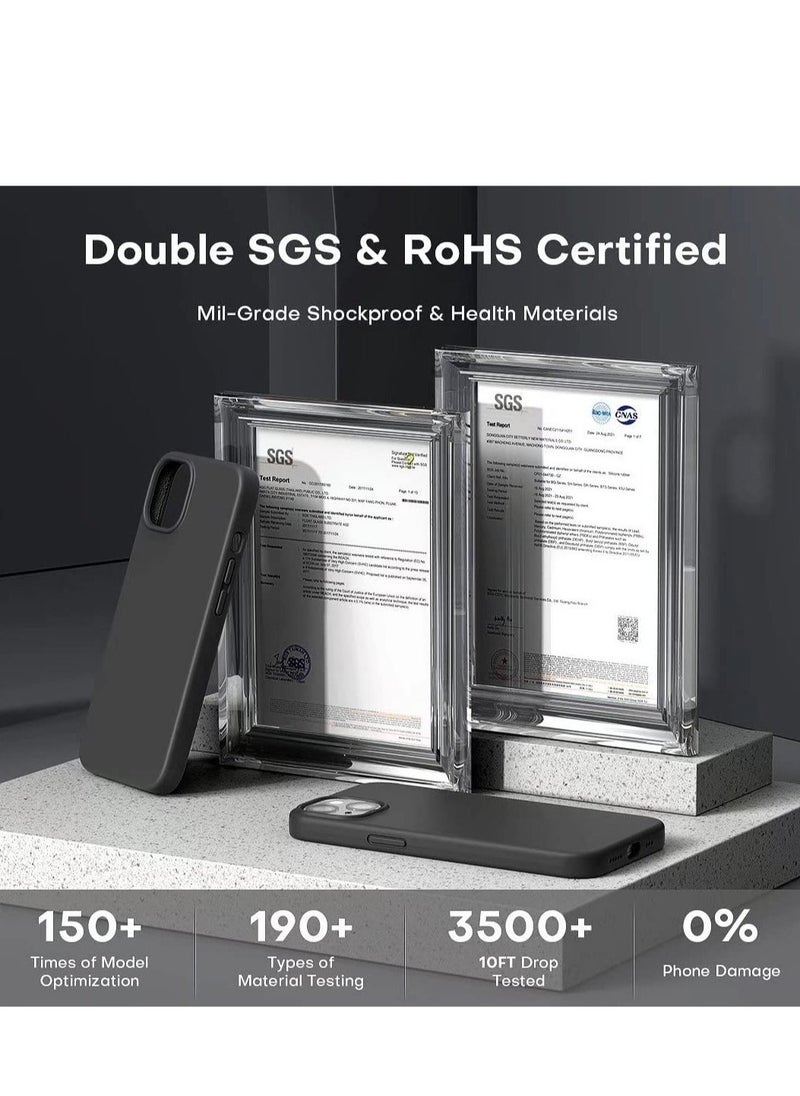 Raxoom 5 in 1 Designed for iPhone 14 Plus Case, with 2 Pack Screen Protector + 2 Pack Camera Lens Protector, Liquid Silicone Ultra Slim Shockproof Protective Phone Case 6.7 Black - Image 5