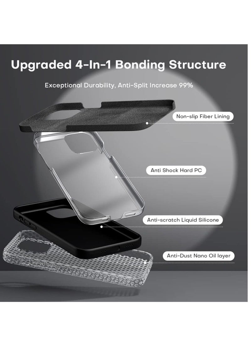 Raxoom 5 in 1 Designed for iPhone 14 Plus Case, with 2 Pack Screen Protector + 2 Pack Camera Lens Protector, Liquid Silicone Ultra Slim Shockproof Protective Phone Case 6.7 Black - Image 2