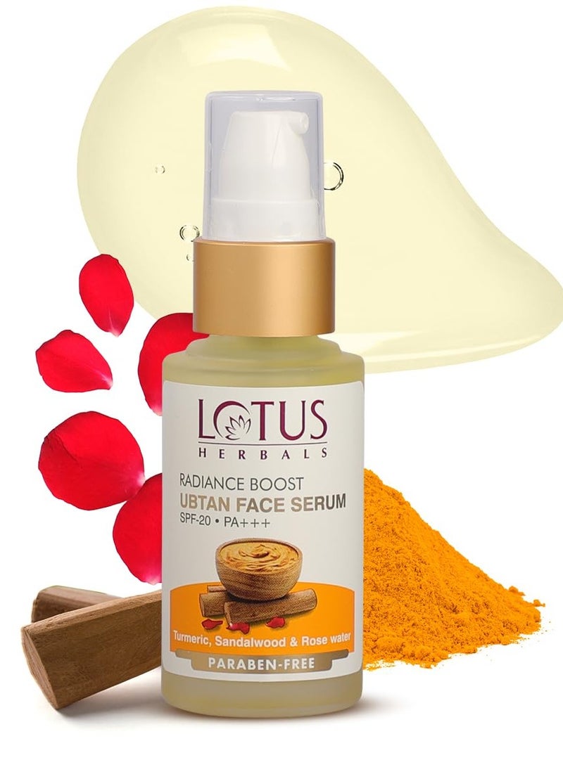 LOTUS HERBALS Lotus Herbals Radiance Boost Ubtan Face Serum SPF Turmeric Sandalwood and Rose Water - Image 1