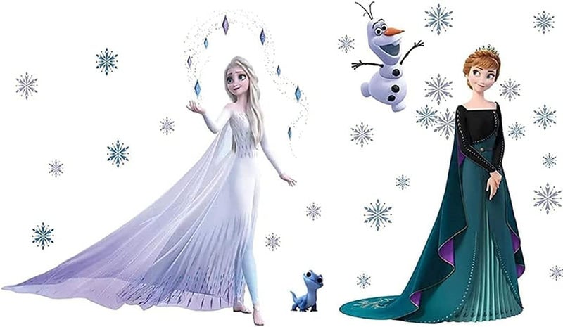 ARS Frozen 2 Wall Decals, Giant Elsa Stickers Girls Cartoon Bedroom Background Wall Decoration Self-Adhesive Wall Sticker for Party Decorations,Party Decal for Kids Party Favors, 140x130 cm - Image 1