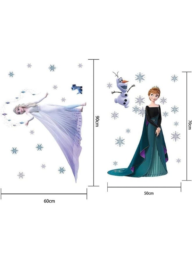 ARS Frozen 2 Wall Decals, Giant Elsa Stickers Girls Cartoon Bedroom Background Wall Decoration Self-Adhesive Wall Sticker for Party Decorations,Party Decal for Kids Party Favors, 140x130 cm - Image 2