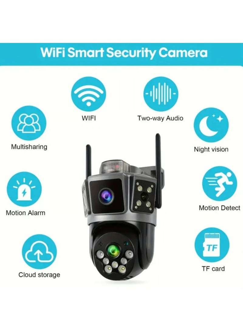 Gulf Trend 2K Outdoor Indoor Dual-Lens Security WiFi Camera with 64GB SD Card, Wide Angle & Zoom View, AI Motion Detection, Night Vision, Two-Way Audio, Weatherproof Design - Image 3