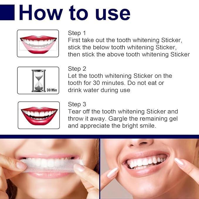 VAUGHN Professional Teeth Whitening Strips for Sensitive Teeth - 7 Pcs Set | Deep Stain Removal from Coffee, Wine & Smoking | Fast & Effective Teeth Whitener | Enamel Safe Whitening Strips - Image 4