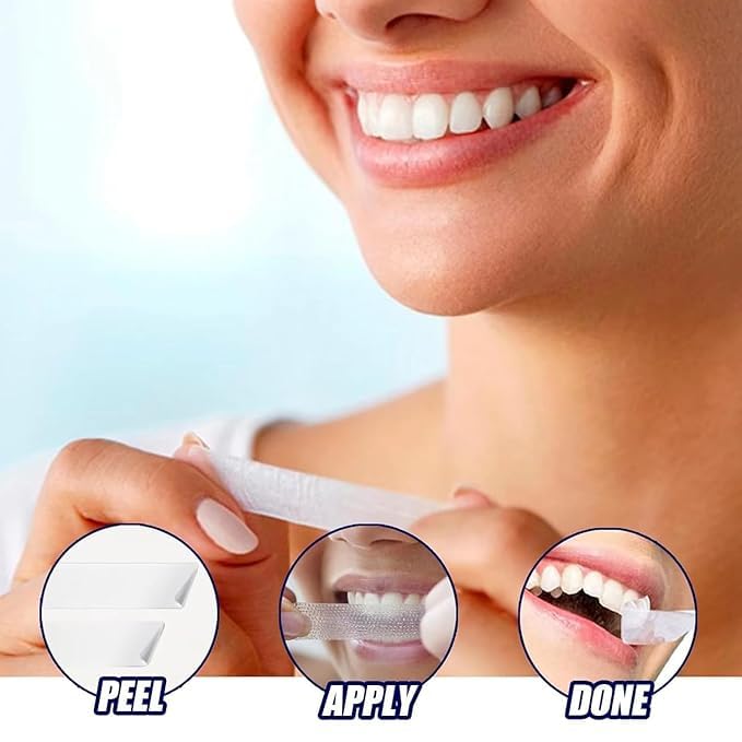 VAUGHN Professional Teeth Whitening Strips for Sensitive Teeth - 7 Pcs Set | Deep Stain Removal from Coffee, Wine & Smoking | Fast & Effective Teeth Whitener | Enamel Safe Whitening Strips - Image 3