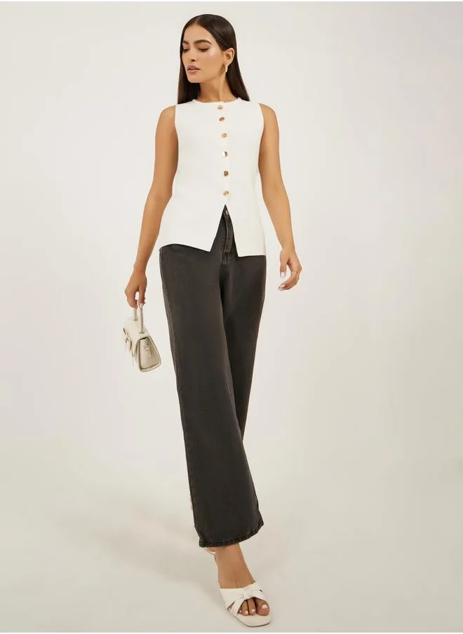 ستايلي Styli Mid Rise Light Wash Straight Leg Jeans