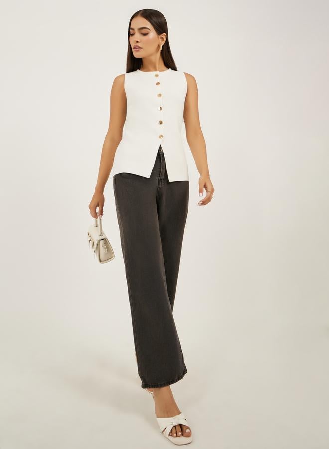 Styli Mid Rise Light Wash Straight Leg Jeans - Image 1